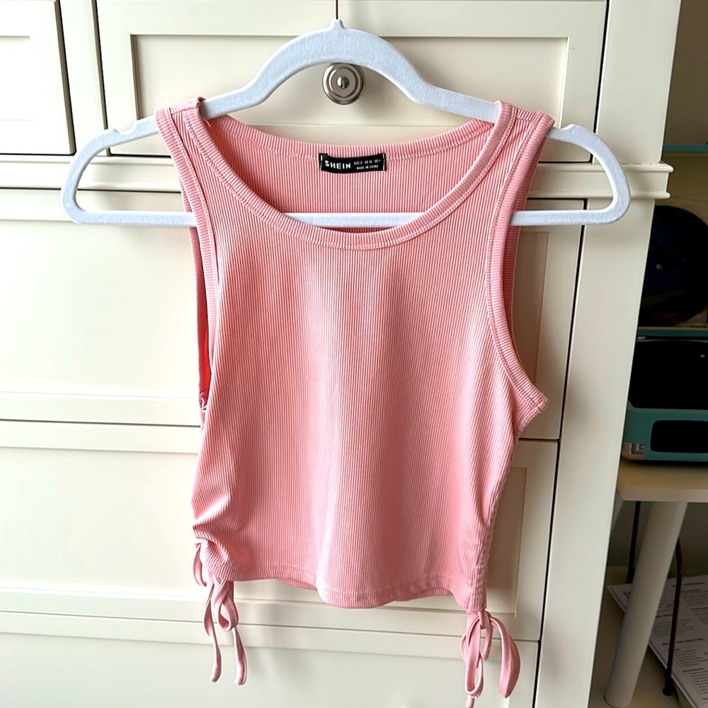 Pink tank top with ties